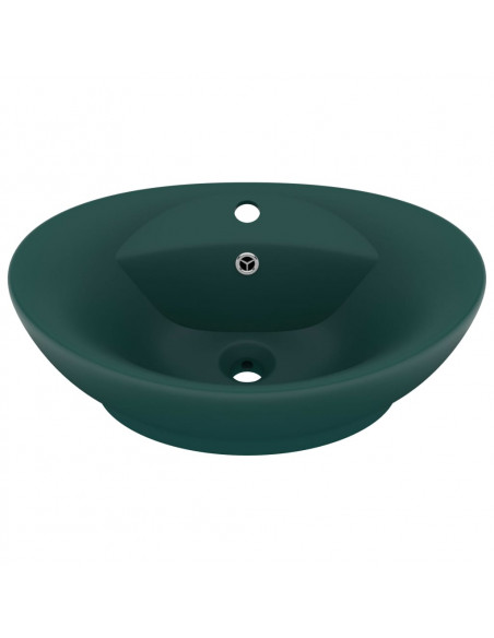 Lavabo Troppopieno Ovale Verde Scuro Opaco 58,5x39cm Ceramica