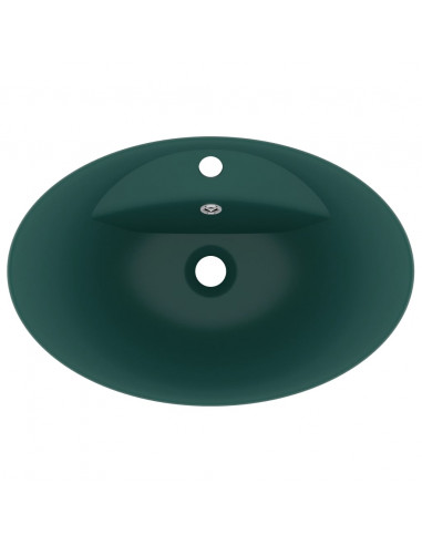 Lavabo Troppopieno Ovale Verde Scuro Opaco 58,5x39cm Ceramica