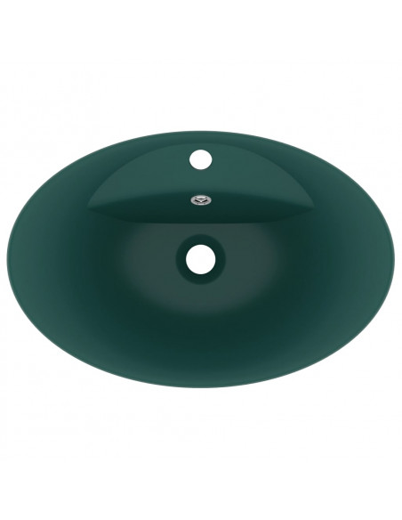 Lavabo Troppopieno Ovale Verde Scuro Opaco 58,5x39cm Ceramica