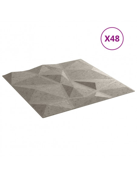 Pannelli Murali 48 pz Grigio Cemento 50x50cm XPS 12 m² Diamante