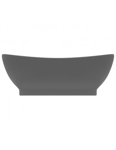Lavabo Troppopieno Ovale Grigio Scuro Opaco 58,5x39cm Ceramica