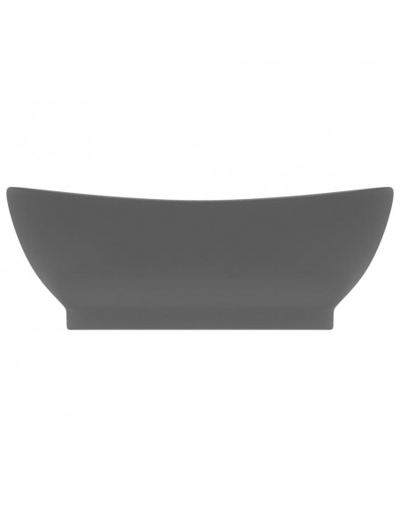 Lavabo Troppopieno Ovale Grigio Scuro Opaco 58,5x39cm Ceramica