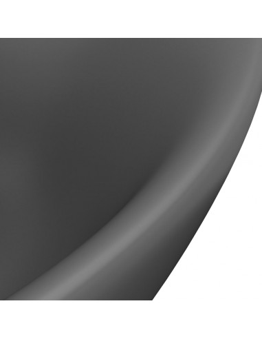 Lavabo Troppopieno Ovale Grigio Scuro Opaco 58,5x39cm Ceramica