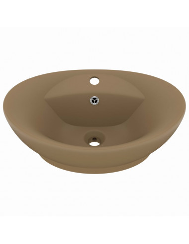 Lavandino con Troppopieno Ovale Crema Opaco 58,5x39cm Ceramica