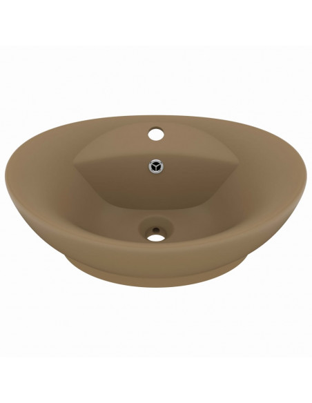 Lavandino con Troppopieno Ovale Crema Opaco 58,5x39cm Ceramica