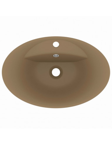 Lavandino con Troppopieno Ovale Crema Opaco 58,5x39cm Ceramica