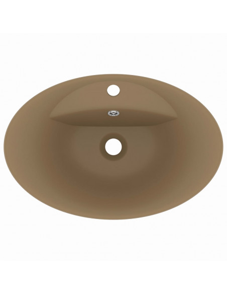 Lavandino con Troppopieno Ovale Crema Opaco 58,5x39cm Ceramica