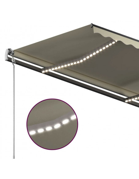 Tenda da Sole Retrattile Manuale con LED 3x2,5 m Crema