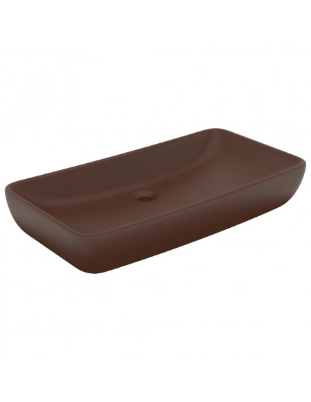 Lavabo Lusso Rettangolare Marrone Scuro Opaco 71x38 cm Ceramica