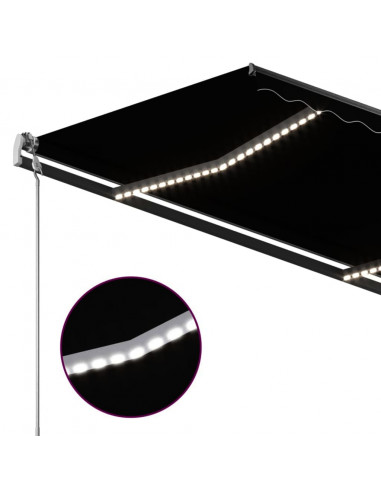 Tenda da Sole Retrattile Manuale con LED 3x2,5m Antracite