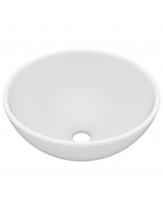 Lavandino Lusso Rotondo Bianco Opaco 32,5x14 cm in Ceramica 2
