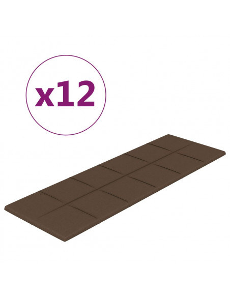 Pannelli Murali 12 pz Marroni 90x30 cm in Tessuto 3,24 m²