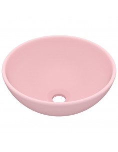 Lavandino Lusso Rotondo Rosa Opaco 32,5x14 cm in Ceramica 2