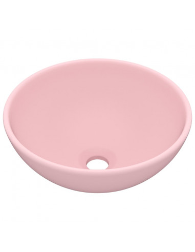 Lavandino Lusso Rotondo Rosa Opaco 32,5x14 cm in Ceramica