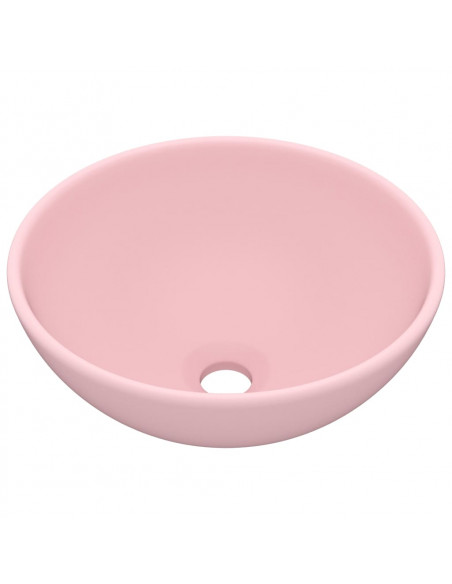 Lavandino Lusso Rotondo Rosa Opaco 32,5x14 cm in Ceramica