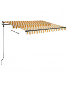 Tenda da Sole Manuale con LED 300x250 cm Gialla e Bianca 2