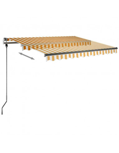 Tenda da Sole Manuale con LED 300x250 cm Gialla e Bianca