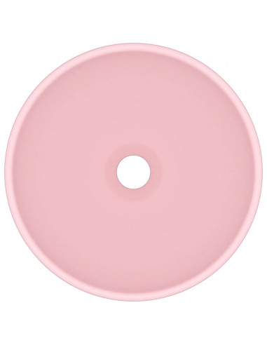 Lavandino Lusso Rotondo Rosa Opaco 32,5x14 cm in Ceramica