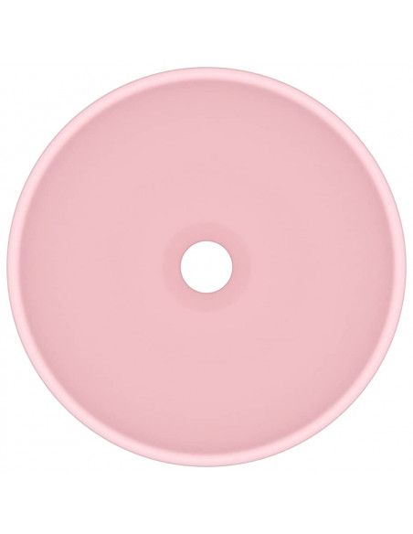 Lavandino Lusso Rotondo Rosa Opaco 32,5x14 cm in Ceramica