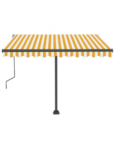 Tenda da Sole Manuale con LED 300x250 cm Gialla e Bianca