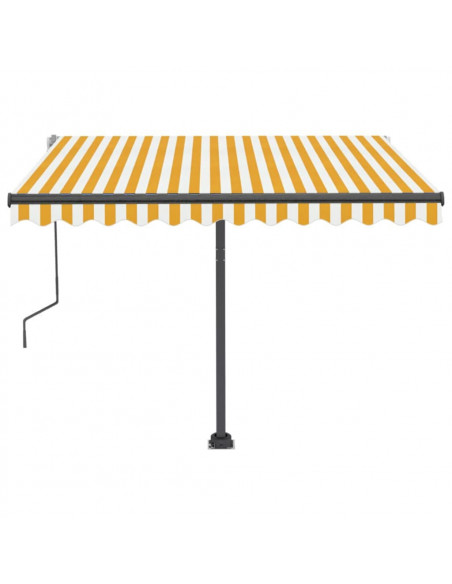 Tenda da Sole Manuale con LED 300x250 cm Gialla e Bianca