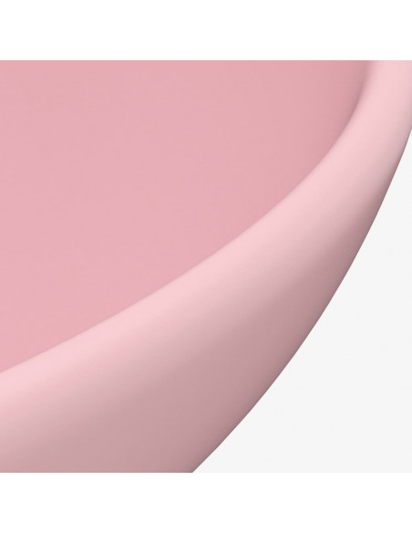 Lavandino Lusso Rotondo Rosa Opaco 32,5x14 cm in Ceramica