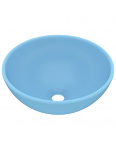 Lavandino Lusso Rotondo Azzurro Opaco 32,5x14 cm in Ceramica 2