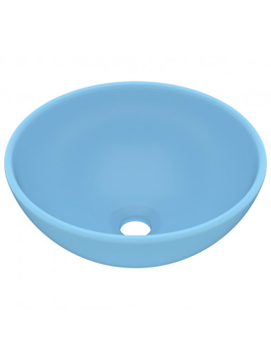 Lavandino Lusso Rotondo Azzurro Opaco 32,5x14 cm in Ceramica