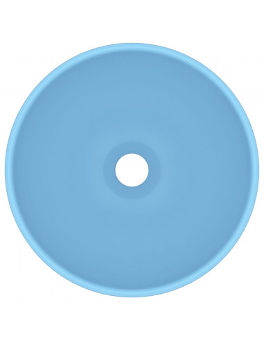 Lavandino Lusso Rotondo Azzurro Opaco 32,5x14 cm in Ceramica