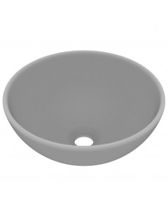 Lavandino Lusso Rotondo Grigio Chiaro Opaco 32,5x14 cm Ceramica 2