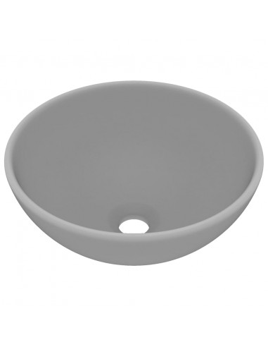 Lavandino Lusso Rotondo Grigio Chiaro Opaco 32,5x14 cm Ceramica