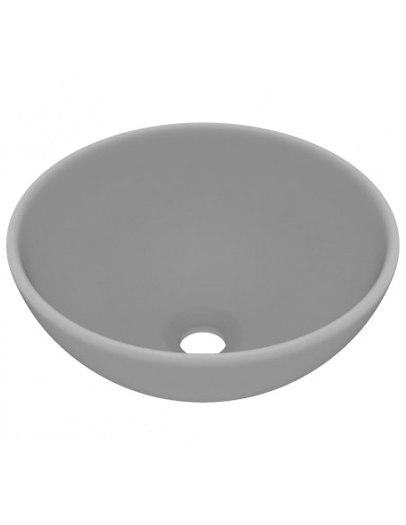 Lavandino Lusso Rotondo Grigio Chiaro Opaco 32,5x14 cm Ceramica