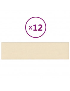 Pannelli Murali 12 pz Crema 60x15 cm Tessuto 1,08 m² 2