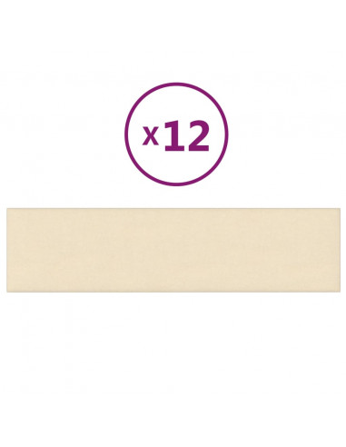 Pannelli Murali 12 pz Crema 60x15 cm Tessuto 1,08 m²