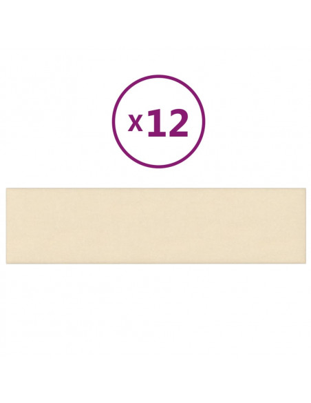 Pannelli Murali 12 pz Crema 60x15 cm Tessuto 1,08 m²