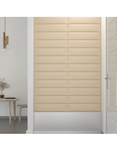Pannelli Murali 12 pz Crema 60x15 cm Tessuto 1,08 m²