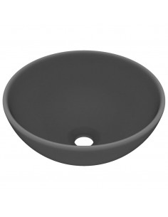 Lavandino Lusso Rotondo Grigio Scuro Opaco 32,5x14 cm Ceramica 2