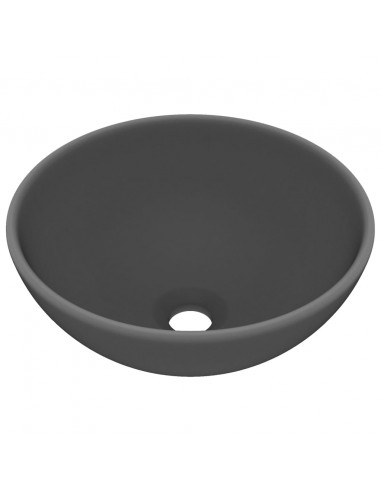Lavandino Lusso Rotondo Grigio Scuro Opaco 32,5x14 cm Ceramica