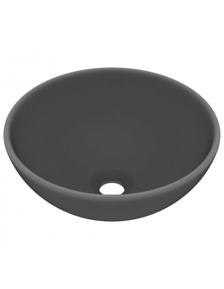 Lavandino Lusso Rotondo Grigio Scuro Opaco 32,5x14 cm Ceramica