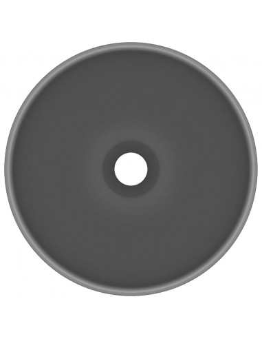 Lavandino Lusso Rotondo Grigio Scuro Opaco 32,5x14 cm Ceramica