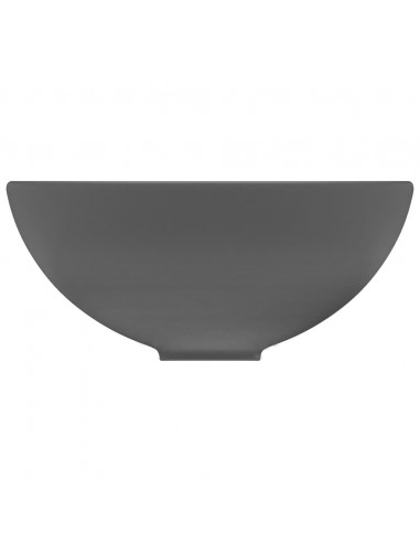 Lavandino Lusso Rotondo Grigio Scuro Opaco 32,5x14 cm Ceramica