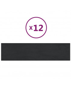 Pannelli Murali 12 pz Neri 60x15 cm Velluto 1,08 m² 2