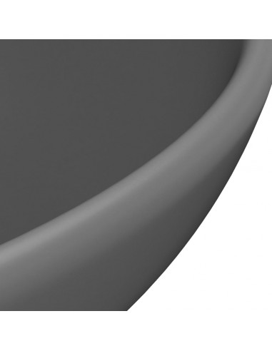 Lavandino Lusso Rotondo Grigio Scuro Opaco 32,5x14 cm Ceramica