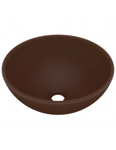 Lavandino Lusso Rotondo Marrone Scuro Opaco 32,5x14 cm Ceramica 2