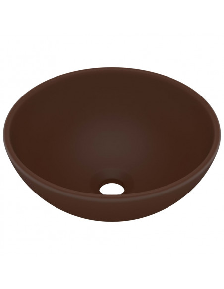 Lavandino Lusso Rotondo Marrone Scuro Opaco 32,5x14 cm Ceramica
