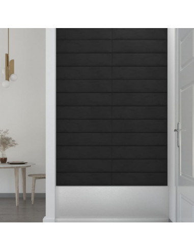 Pannelli Murali 12 pz Neri 60x15 cm Velluto 1,08 m²