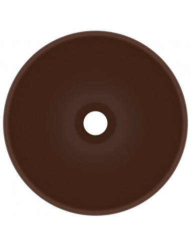 Lavandino Lusso Rotondo Marrone Scuro Opaco 32,5x14 cm Ceramica