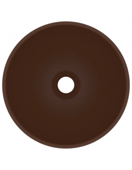 Lavandino Lusso Rotondo Marrone Scuro Opaco 32,5x14 cm Ceramica