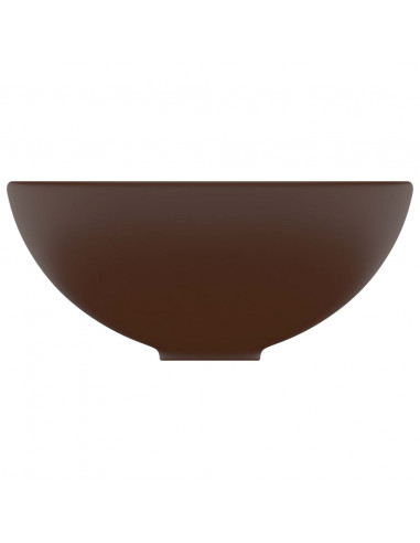 Lavandino Lusso Rotondo Marrone Scuro Opaco 32,5x14 cm Ceramica