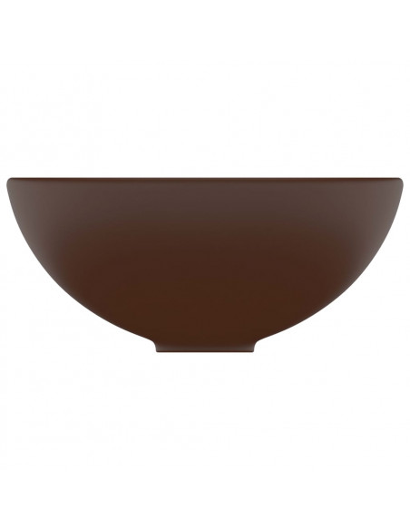 Lavandino Lusso Rotondo Marrone Scuro Opaco 32,5x14 cm Ceramica